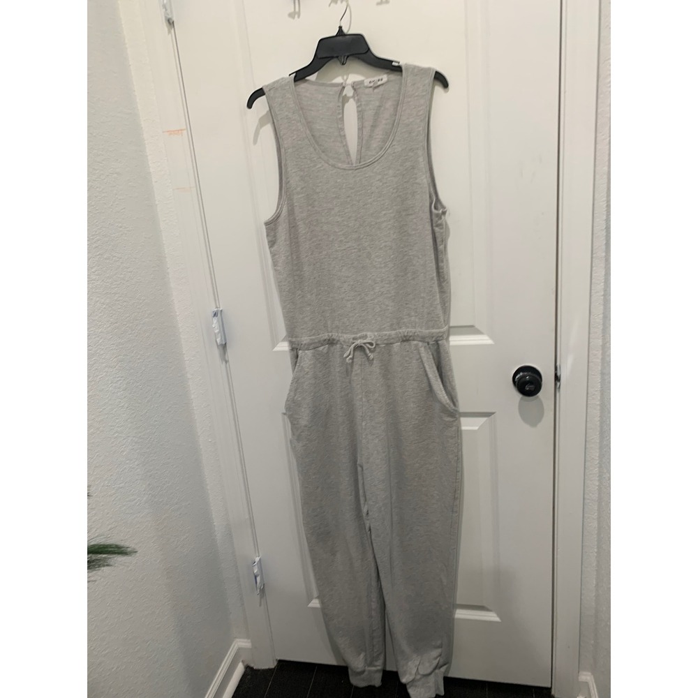 Kinesis Heather Gray Sleeveless Jogger Jumpsuit Keyhole Back Size L